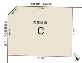 区画図 整形地で3台駐車も可能です。